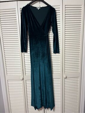 Baltic Born Deep Teal Velvet Wrap Maxi Dress